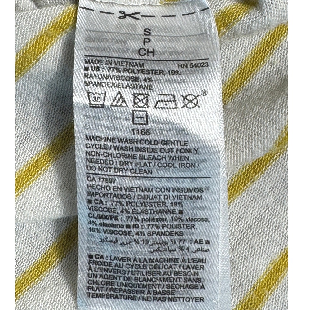 Old Navy Womens Yellow White Striped Long Sleeve Pocket Tee Relaxed Fit S 774750 - Picture 5 of 6